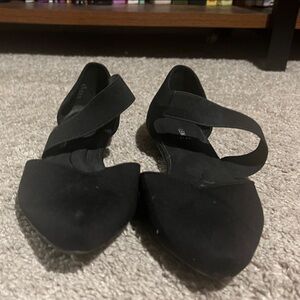 Anne Klein Black Flats with Straps